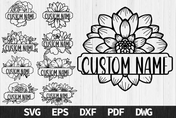 Download Floral Name Sign Bundle - Custom Laser C - Premium Bundle