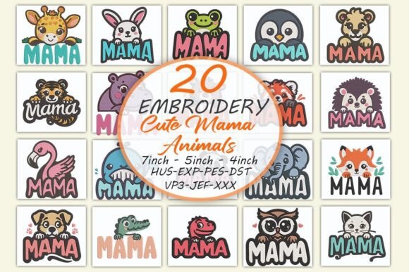 Download Cute Mama Animals Embroidery Bundle - Mama Collection