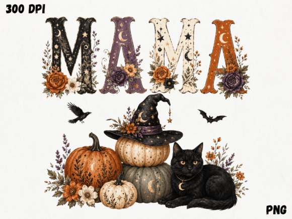 Download Mama Halloween PNG, Pumpkin and Black Ca - Premium Resources